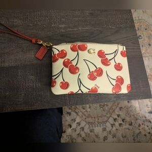 Coach Cherry Pattern Chalk Wristlet